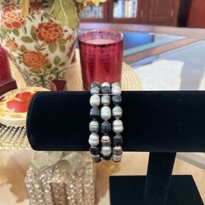 Pre-Loved Honora Cultured Freshwater Pearl Triple Row Stretch Bracelet